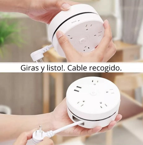 Multitoma Enrollable 4 Salidas + 2 USB