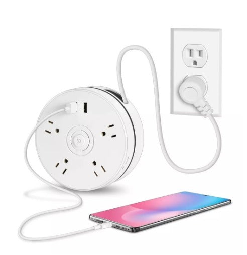 Multitoma Enrollable 4 Salidas + 2 USB